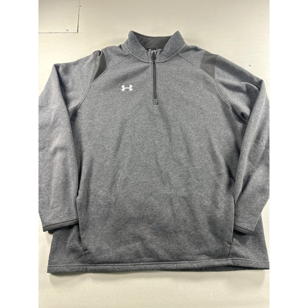 Under Armour ColdGear Mens XL Gray Quarter Zip Fleece Pullover Loose Fit Jacket